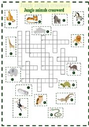 English Worksheet: Jungle animals crossword (key included).