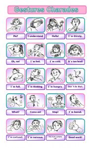 English Worksheet: Gestures Charades GAME