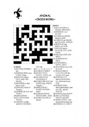 English Worksheet: Animal Crossword