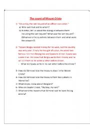 English Worksheet: The Count of Mount Cristo