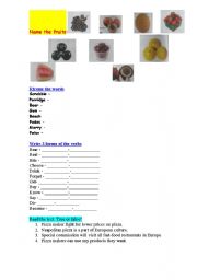 English Worksheet: fruits, pizza