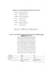 English Worksheet: Days and Months