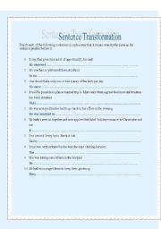 English Worksheet: Sentence Transformation