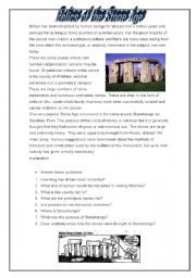 English Worksheet: Relics of the Stone Age