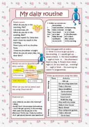 English Worksheet: My daily routines