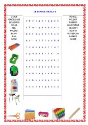 English worksheet: school objects