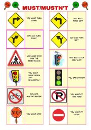 must / mustnt traffic rules pictionary