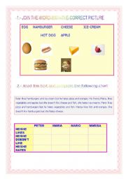 English worksheet: I like food