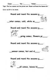 English worksheet: Four seasons and the picture book 