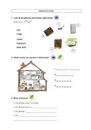 English Worksheet: Rooms in a house