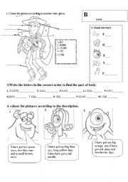 English Worksheet: beginers- parts of body,colours, reading with have got BBBBBBB