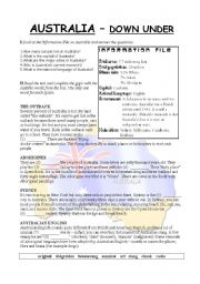 English Worksheet: Australia Reading Comprehension