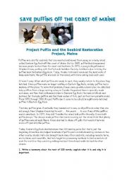 English Worksheet: project puffins