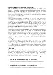 English Worksheet: Reading Comprehension