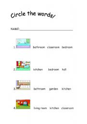 English Worksheet: rooms of house
