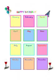 Birthday Chart for your classroom