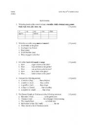 English Worksheet: Test Paper