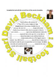 English Worksheet: A text about David Beckham