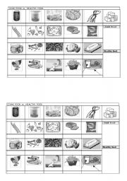 English Worksheet: Junkfood VS Healthy food