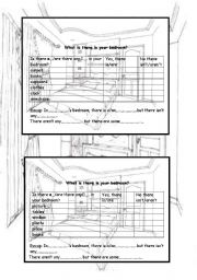 English worksheet: What is there in your bedroom?