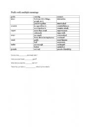 English Worksheet: Prefix with multiple meaning