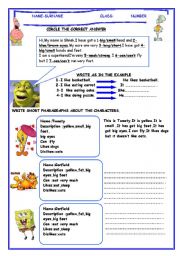 English Worksheet: my favourite cartoon character 