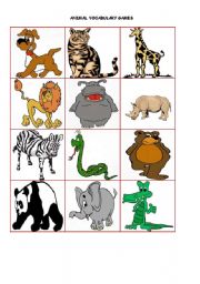 English Worksheet: animal vocabulary games