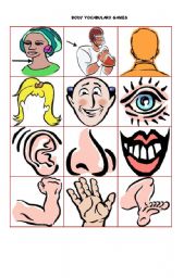 English Worksheet: body vocabulary games