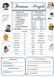 English Worksheet: Famous People