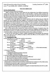 English Worksheet: Evaluation Paper : Ethics