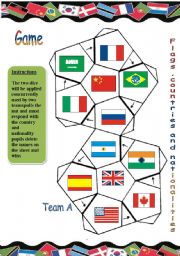 English Worksheet: game about flags,countries and nationalities