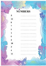 English Worksheet: Numbers 1-12