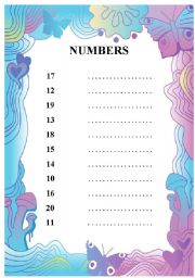 English Worksheet: Numbers 10-20