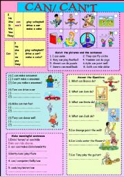 English Worksheet: Can/ cant
