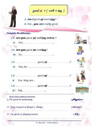 English Worksheet:  Good at + gerund