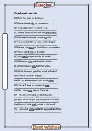 English Worksheet: read and correct the mistakes.