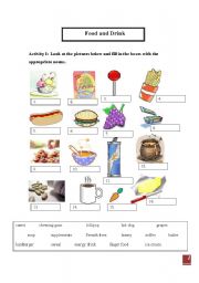 English Worksheet: Food and Drink