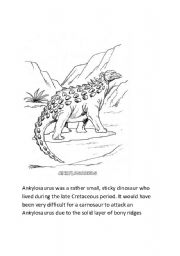 English Worksheet: Dinosaur Unit