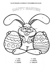 English Worksheet: COLOR THE EASTER BUNNY