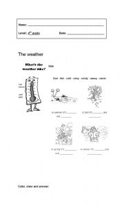 English Worksheet: temperature