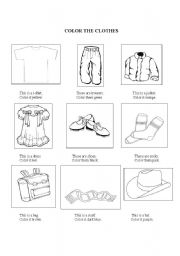 English Worksheet: Color the Clothes