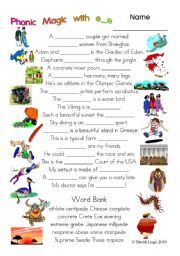 English Worksheet: 3 Magic pages of Phonic Fun with e_e: worksheet, story and key (#22)