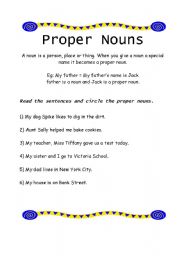 English Worksheet: Proper nouns