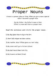 English worksheet: Proper nouns