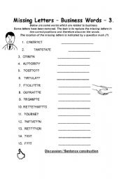 English Worksheet: Missing Letters - Business Words - 3.