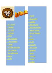 English Worksheet: in/on/at