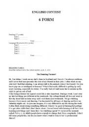 English worksheet: 6th form English contest