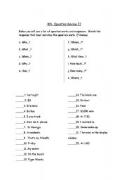 English Worksheet: Wh- question review 