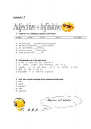 English worksheet: Adjective + to infinitive