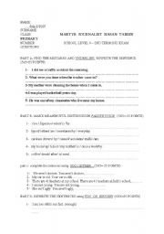 English worksheet: 8. grade exam 